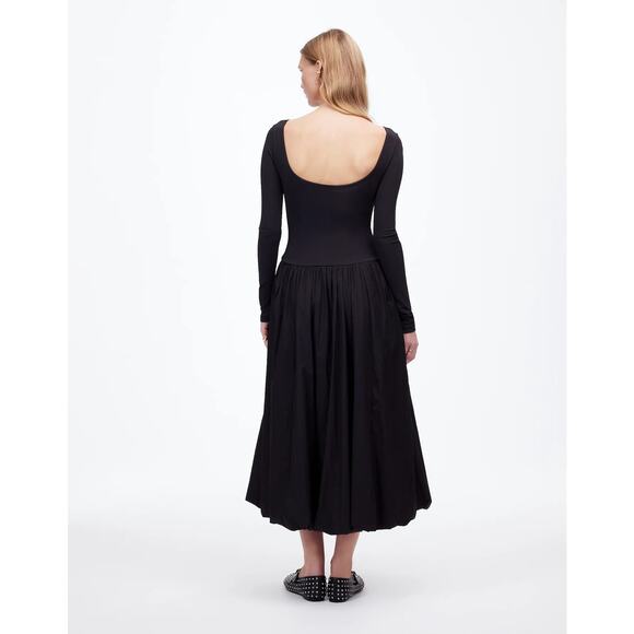 Madewell Bubble Hem Long Sleeve Midi Dress NWT - Picture 3 of 8